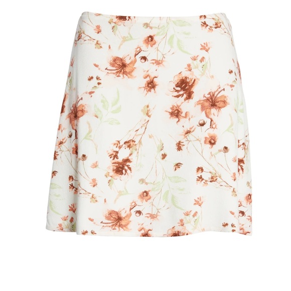 BP Slim A-Line Miniskirt in Ivory- Coral Romantic Floral - Picture 7 of 7